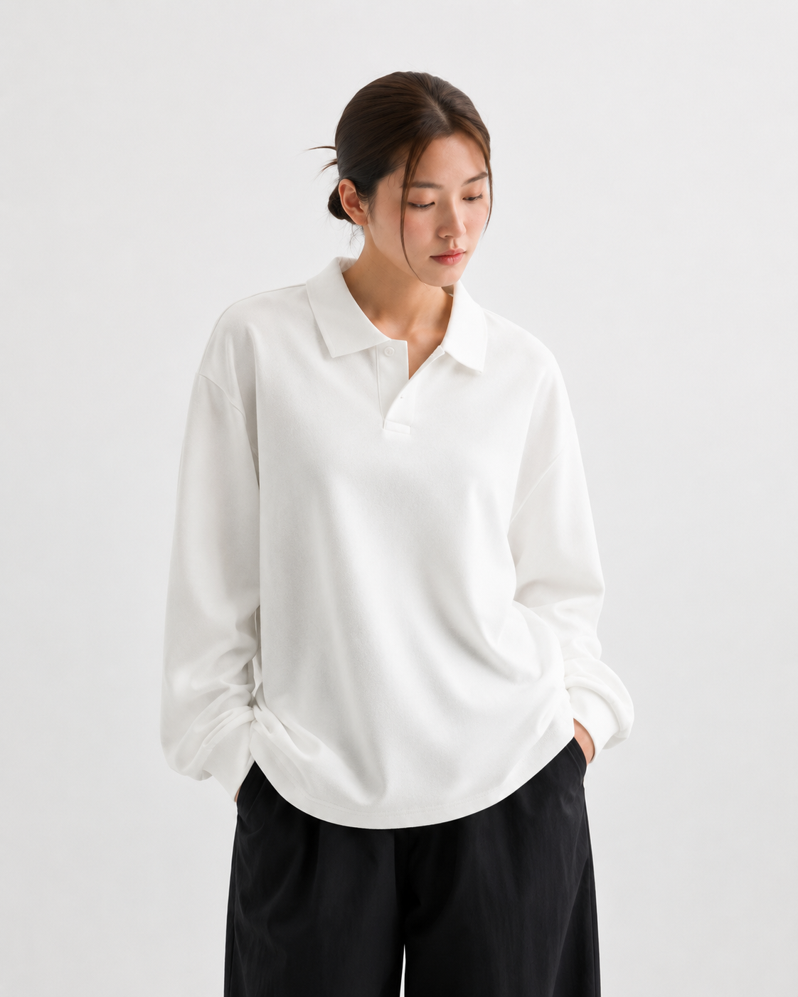 BRENSON Relaxed Double Cotton Collar Long Sleeve T-Shirt|BRENSON сул загвартай захтай урт ханцуйтай цамц.