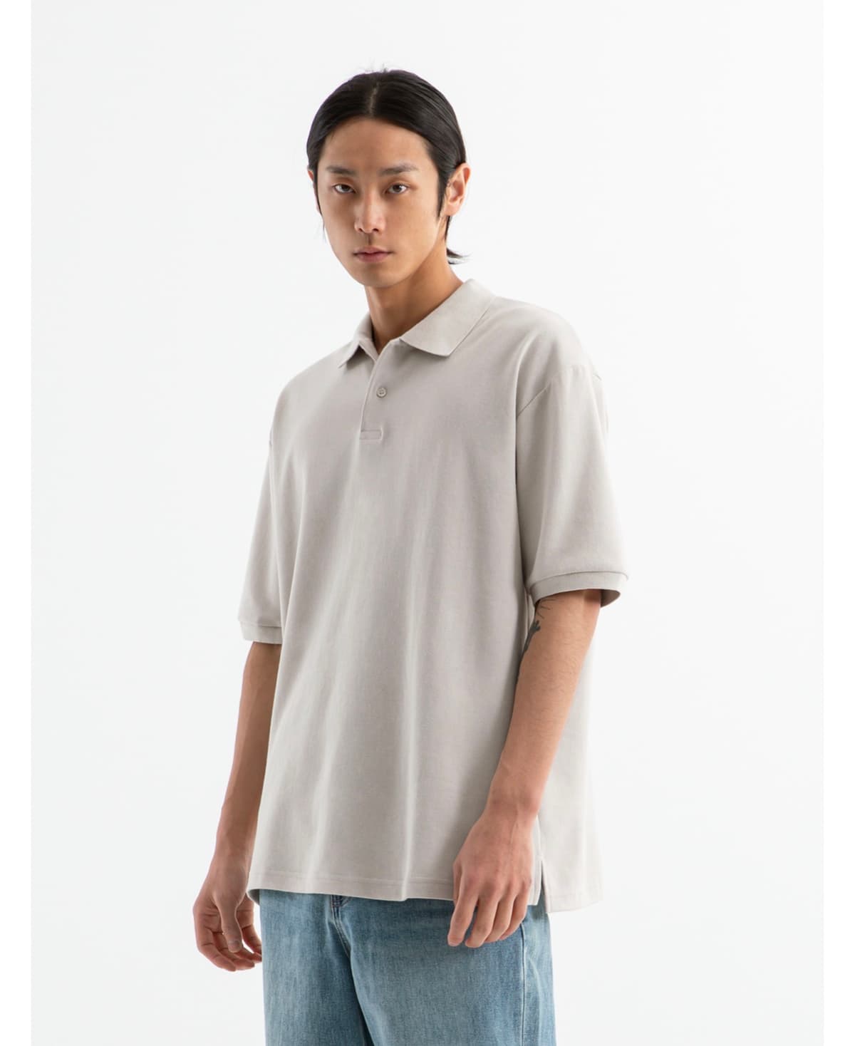 BRENSON Relaxed Double Cotton Collar Short Sleeve T-Shirt