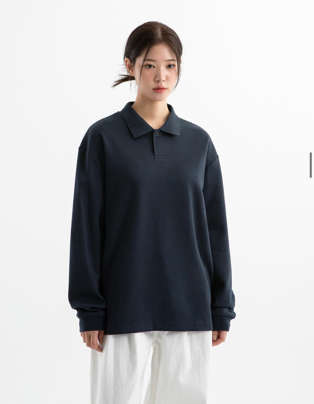 BRENSON Relaxed Double Cotton Collar Long Sleeve T-Shirt