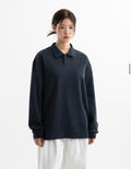 BRENSON Relaxed Double Cotton Collar Long Sleeve T-Shirt