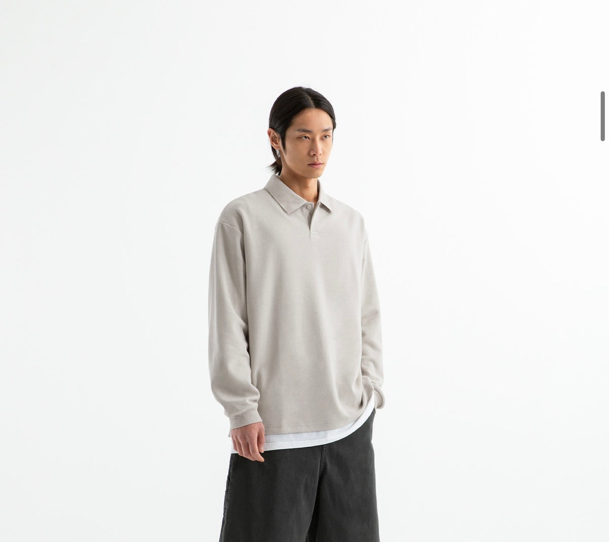 BRENSON Relaxed Double Cotton Collar Long Sleeve T-Shirt|BRENSON сул загвартай захтай урт ханцуйтай цамц.