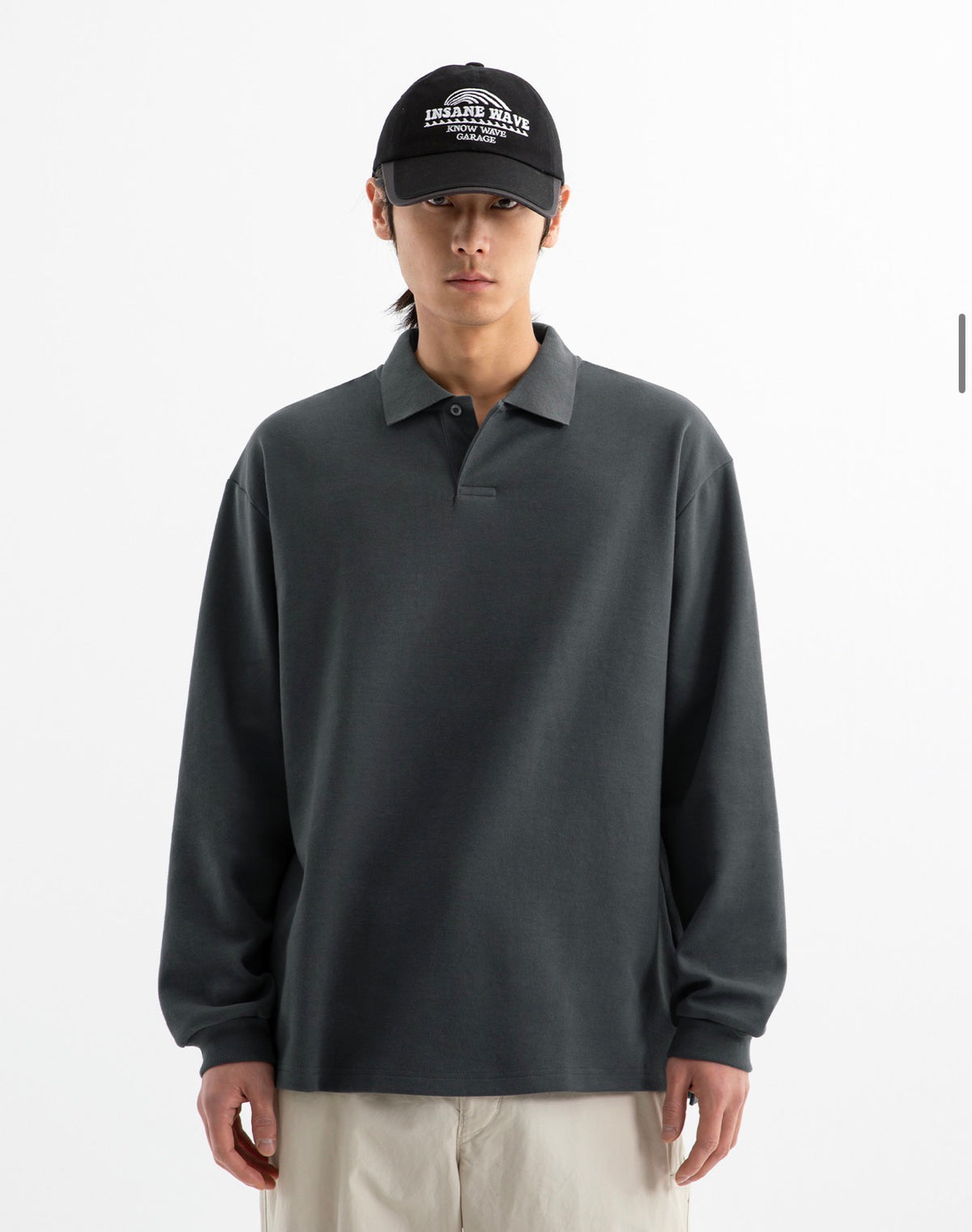 BRENSON Relaxed Double Cotton Collar Long Sleeve T-Shirt|BRENSON сул загвартай захтай урт ханцуйтай цамц.