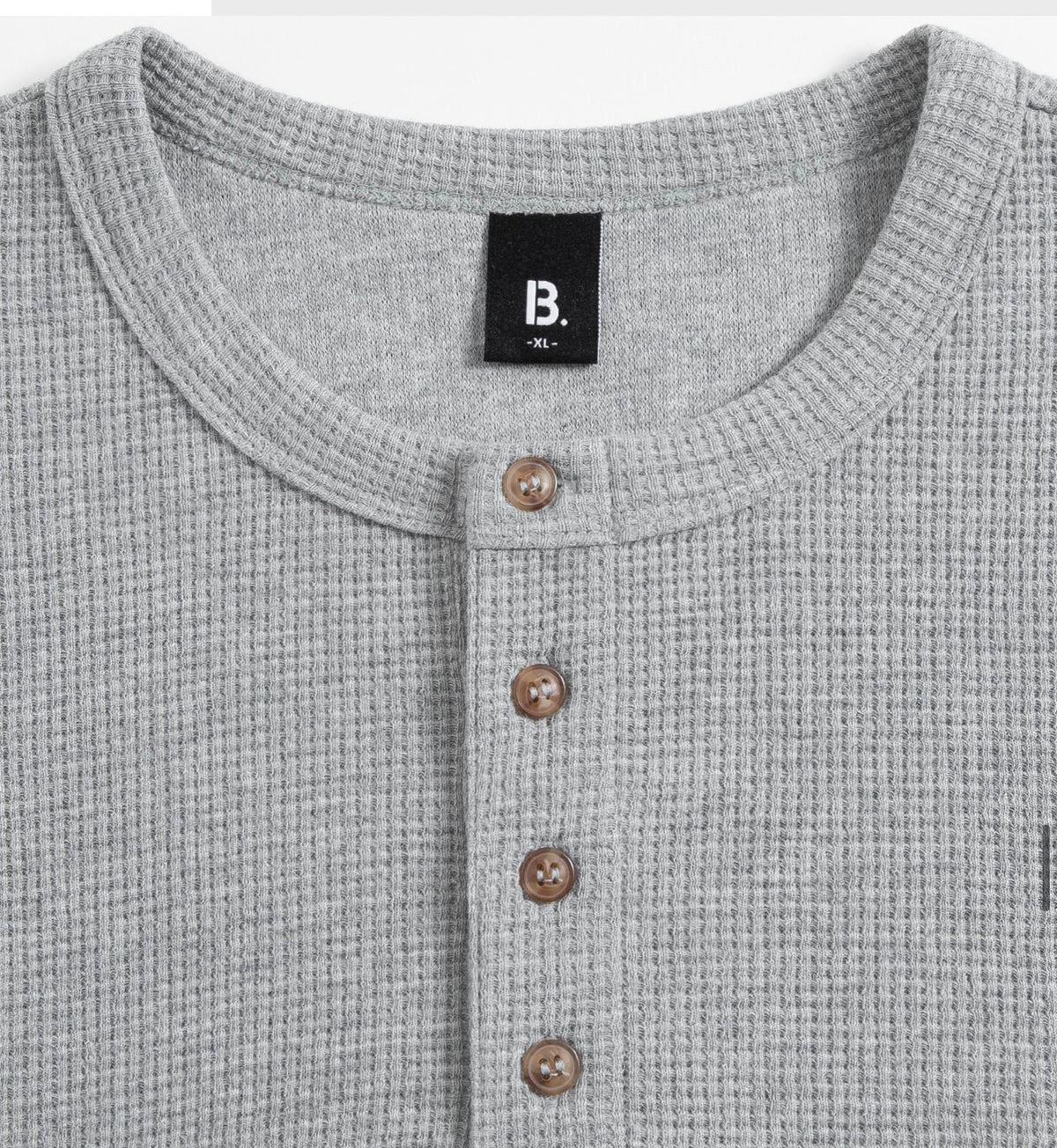 BRENSON Waffle Loose Fit Henley Neck Short Sleeve T-Shirt