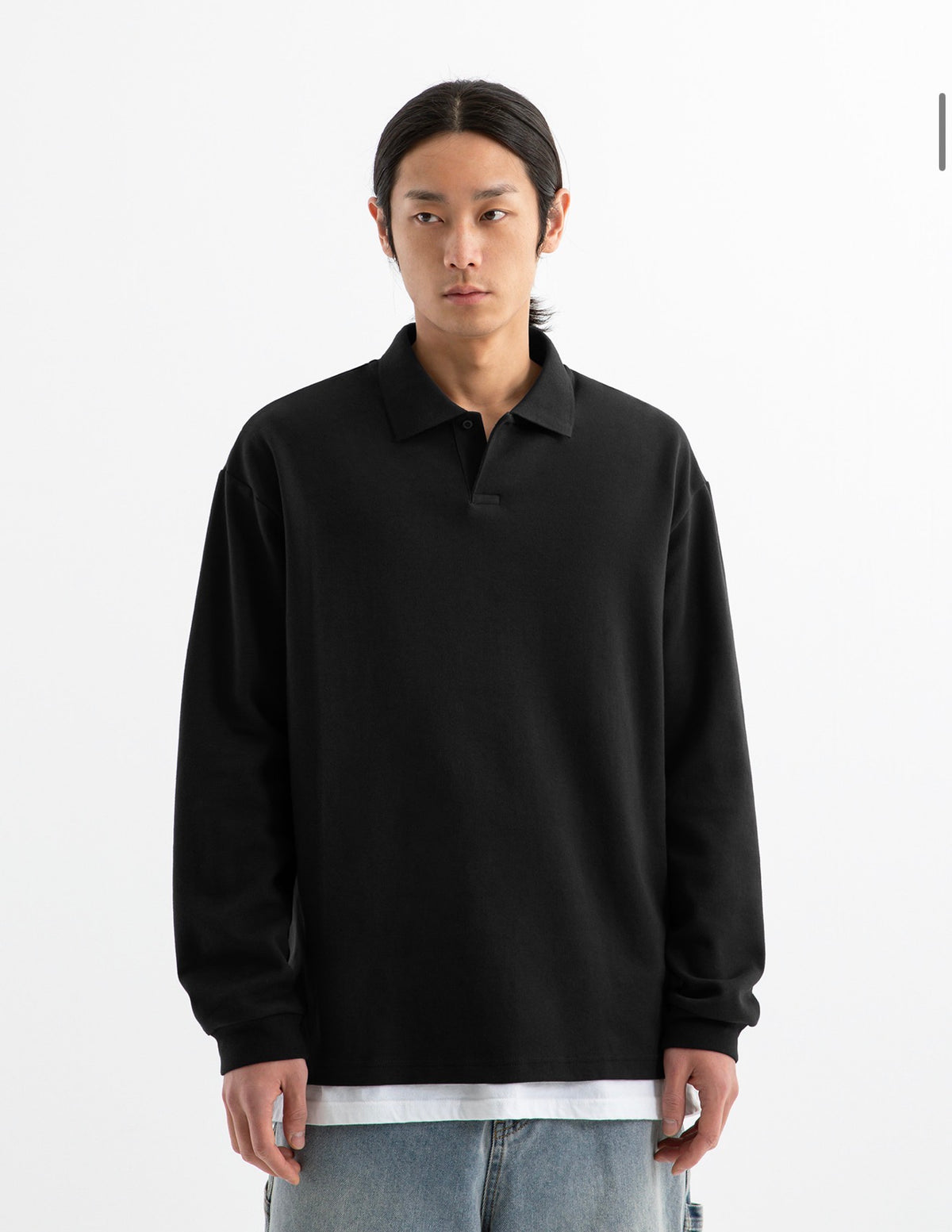 BRENSON Relaxed Double Cotton Collar Long Sleeve T-Shirt|BRENSON сул загвартай захтай урт ханцуйтай цамц.