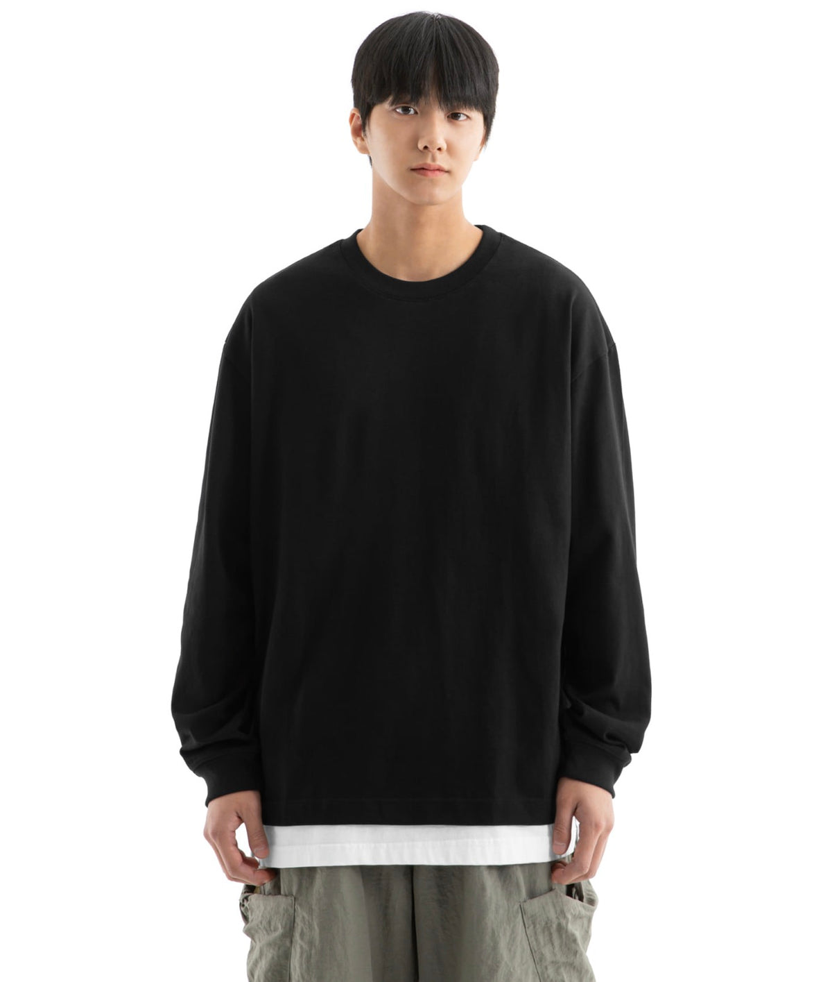 BRENSON Oversized Ribbed Long Sleeve T-Shirt