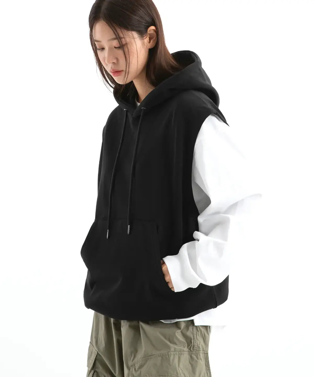 BRENSON Oversized String Hooded Vest